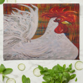 Ik weet dat ik een lieflijk witte Rooster ben Theedoek (Gevouwen)