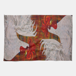 Ik weet dat ik een lieflijk witte Rooster ben Theedoek