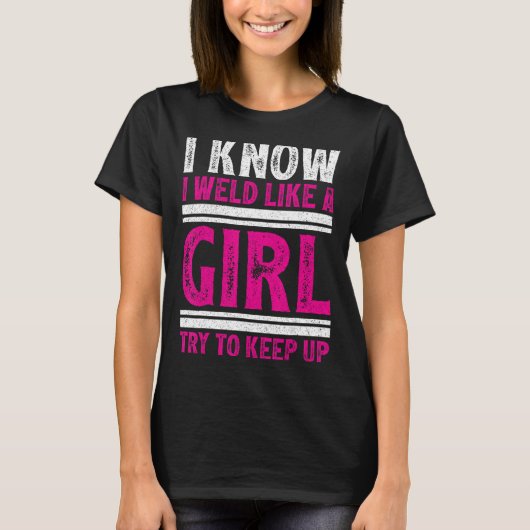 Ik weet dat ik las als een meisje en probeer grapp t-shirt (Voorkant)