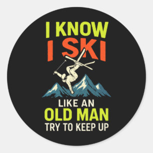 Ik weet dat ik ski - Grappige ski quotes Freestyle Ronde Sticker