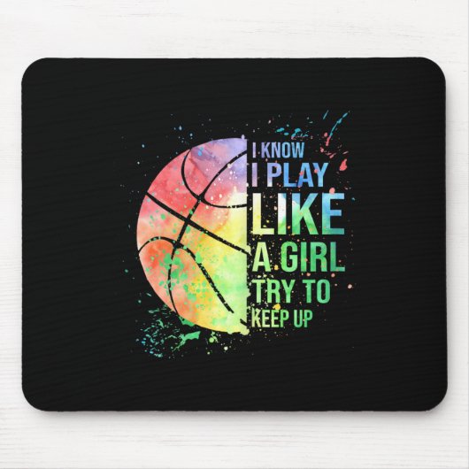 Ik weet dat ik speel als een meisje dat op Basketb Muismat (Voorkant)