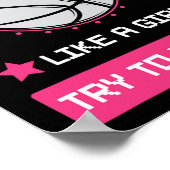 Ik weet dat ik speel als een meisje dat op Basketb Poster (Hoek)