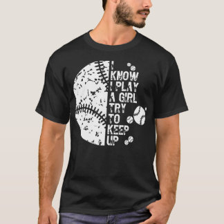 Ik weet dat ik speel als een meisje die 4 wil houd t-shirt