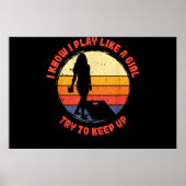 Ik weet dat ik speel als een meisje retro cornhole poster (Voorkant)