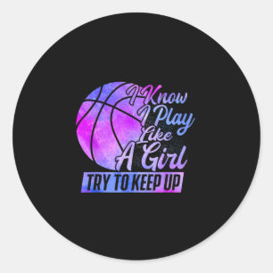 Ik weet dat ik speel als een meisje - Sketll Playe Ronde Sticker