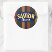 Ik weet dat mijn Heiland leeft. Gestreepte LDS-sti Ronde Sticker (Tas)