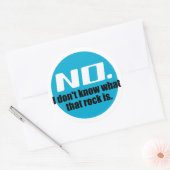 Ik weet niet wat die rots is (blauw) ronde sticker (Envelop)