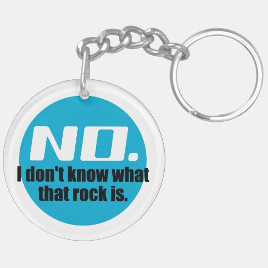 Ik weet niet wat die rots is (blauw) sleutelhanger (Achterkant Links)
