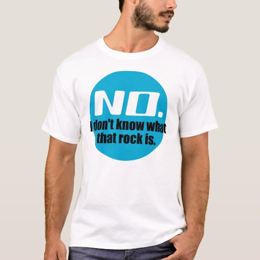 Ik weet niet wat die rots is (blauw) t-shirt (Voorkant)