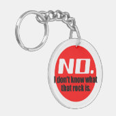 Ik weet niet wat die rots is (rood) sleutelhanger (Voorkant Links)