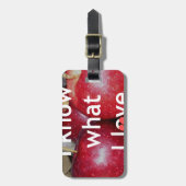 "Ik weet waar ik van hou" - Apple-thema Design Bagagelabel (Voorkant verticaal)