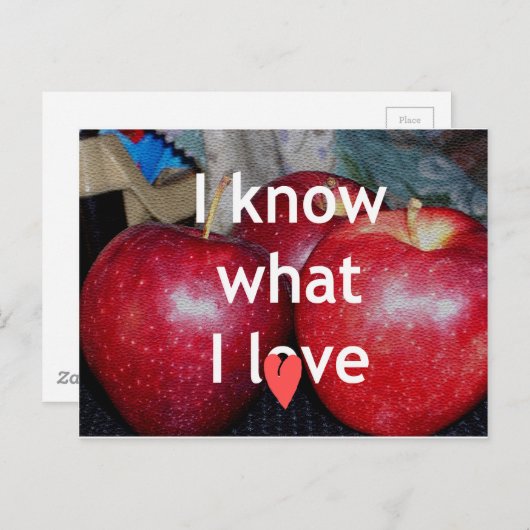 "Ik weet waar ik van hou" - Apple-thema Design Briefkaart (Voorkant / Achterkant)