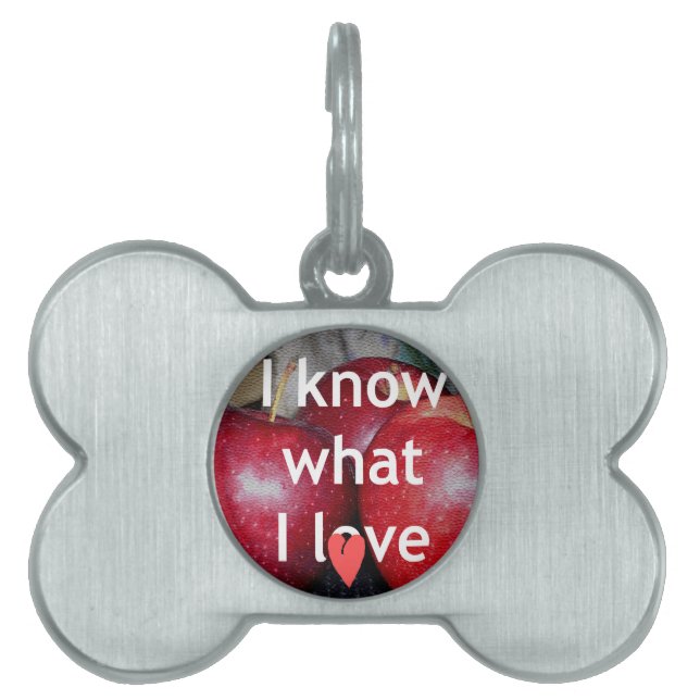 "Ik weet waar ik van hou" - Apple-thema Design Huisdieren Naamplaatje (voorkant)