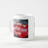 "Ik weet waar ik van hou" - Apple-thema Design Koffiemok (Voorkant links)