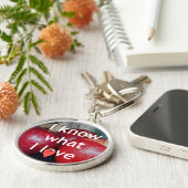 "Ik weet waar ik van hou" - Apple-thema Design Sleutelhanger (Zijkant)