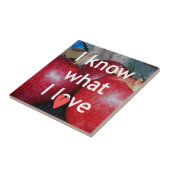 "Ik weet waar ik van hou" - Apple-thema Design Tegeltje (Zijkant)
