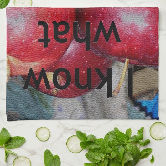 "Ik weet waar ik van hou" - Apple-thema Design Theedoek (Gevouwen)