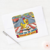 Ik weet waarom de kip de weg overstak vierkante sticker (Envelop)