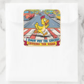 Ik weet waarom de kip de weg overstak vierkante sticker (Tas)