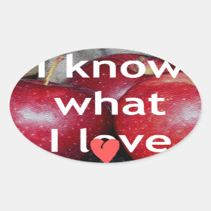 "Ik weet wat ik leuk vind" – Apple-Themed Design Ovale Sticker