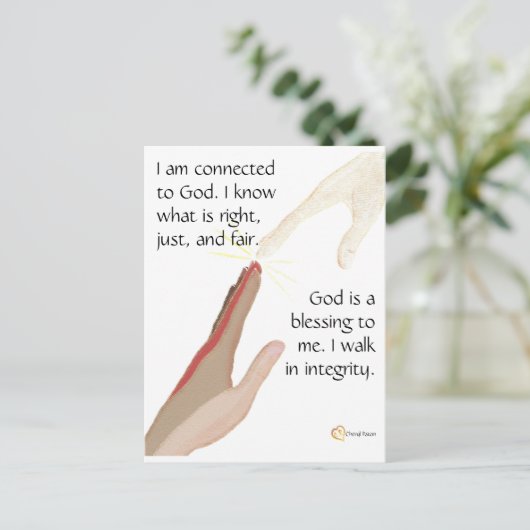 Ik weet wat juist is. God is een zegen. Briefkaart (Staand voorkant)