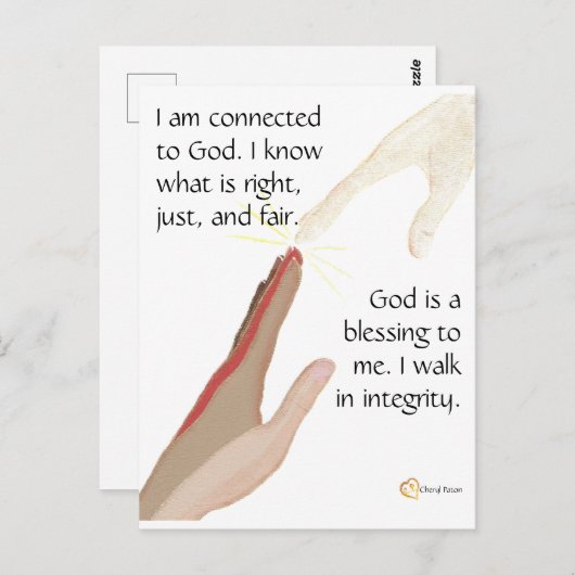 Ik weet wat juist is. God is een zegen. Briefkaart (Voorkant / Achterkant)