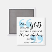 IK WEET WIE IK Christelijke bevestiging ben Magneet (Voorkant / Achterkant)