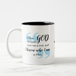 IK WEET WIE IK Christelijke bevestiging ben Tweekleurige Koffiemok