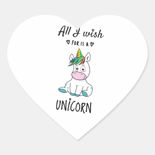 Ik wens alleen een Unicorn Hart Sticker (Voorkant)