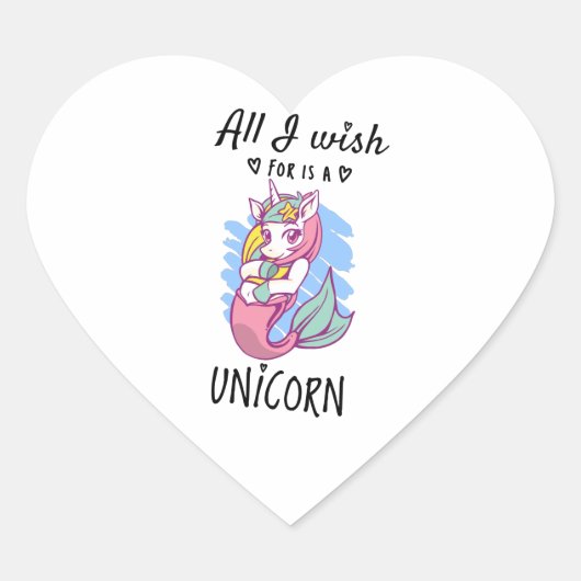 Ik wens alleen een Unicorn Hart Sticker (Voorkant)
