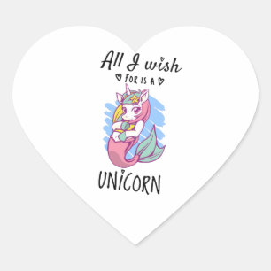 Ik wens alleen een Unicorn Hart Sticker