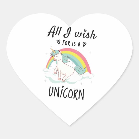 Ik wens alleen een Unicorn Hart Sticker (Voorkant)