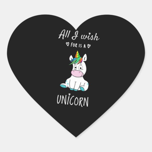 Ik wens alleen een Unicorn Hart Sticker (Voorkant)