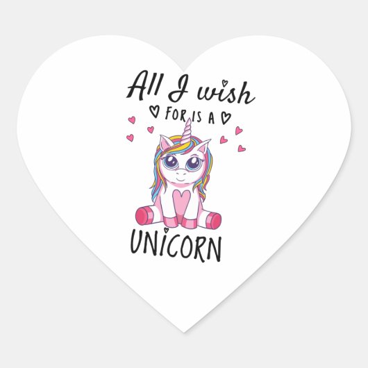Ik wens alleen een Unicorn Hart Sticker (Voorkant)