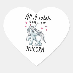 Ik wens alleen een Unicorn Hart Sticker