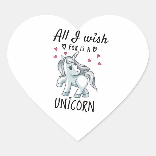 Ik wens alleen een Unicorn Hart Sticker (Voorkant)
