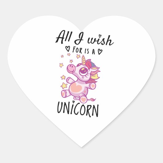Ik wens alleen een Unicorn Hart Sticker (Voorkant)