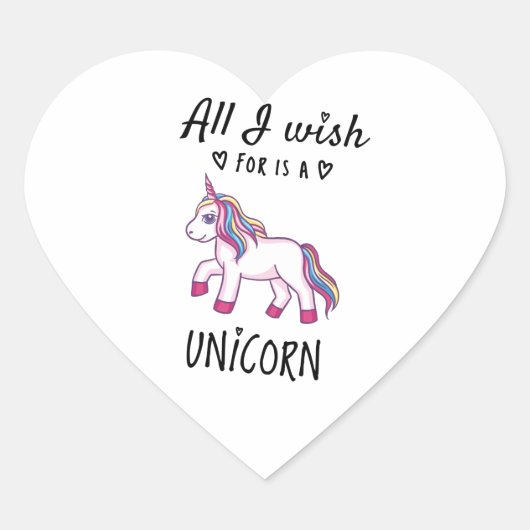 Ik wens alleen een Unicorn Hart Sticker (Voorkant)