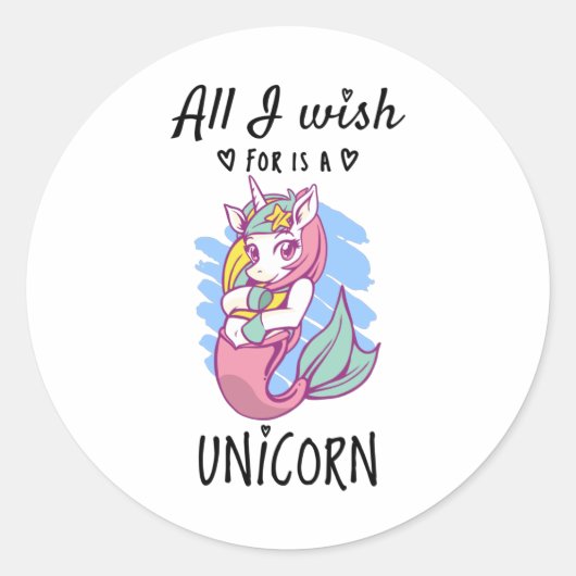 Ik wens alleen een Unicorn Ronde Sticker (Voorkant)
