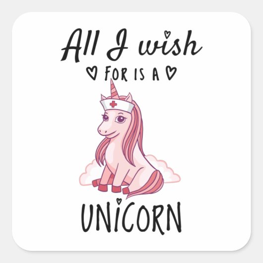 Ik wens alleen een Unicorn Vierkante Sticker (Voorkant)