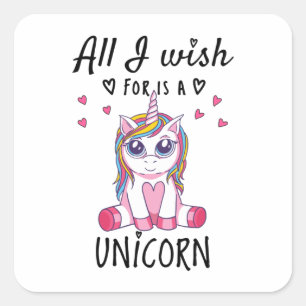 Ik wens alleen een Unicorn Vierkante Sticker