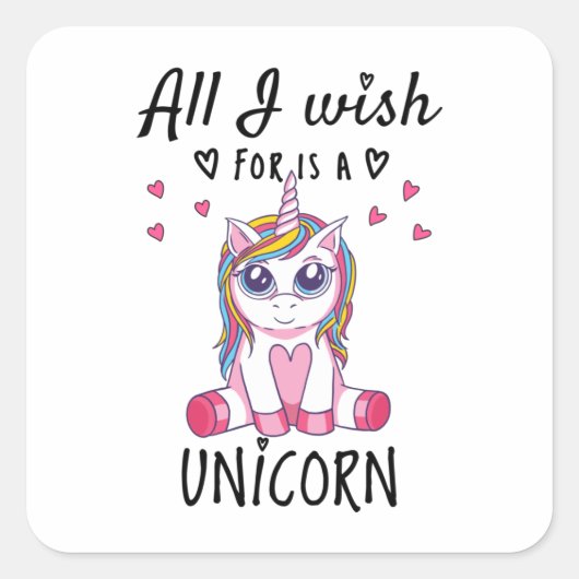 Ik wens alleen een Unicorn Vierkante Sticker (Voorkant)