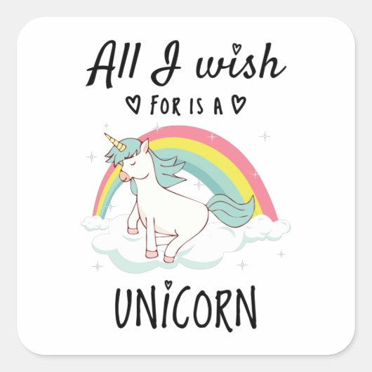 Ik wens alleen een Unicorn Vierkante Sticker (Voorkant)