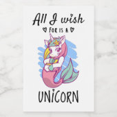 Ik wens alleen een Unicorn Voedselcontainer Etiket (Enkel label)