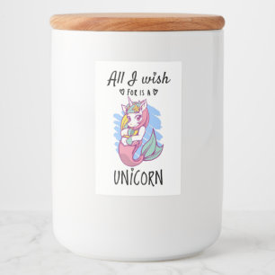 Ik wens alleen een Unicorn Voedselcontainer Etiket