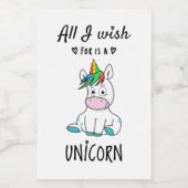 Ik wens alleen een Unicorn Voedselcontainer Etiket (Enkel label)