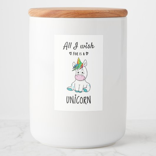 Ik wens alleen een Unicorn Voedselcontainer Etiket (Voorkant)