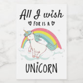 Ik wens alleen een Unicorn Voedselcontainer Etiket (Enkel label)