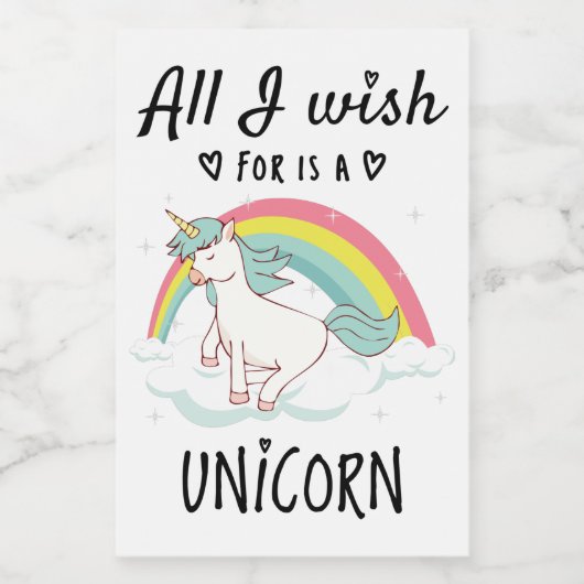 Ik wens alleen een Unicorn Voedselcontainer Etiket (Enkel label)