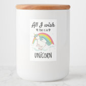 Ik wens alleen een Unicorn Voedselcontainer Etiket (Voorkant)